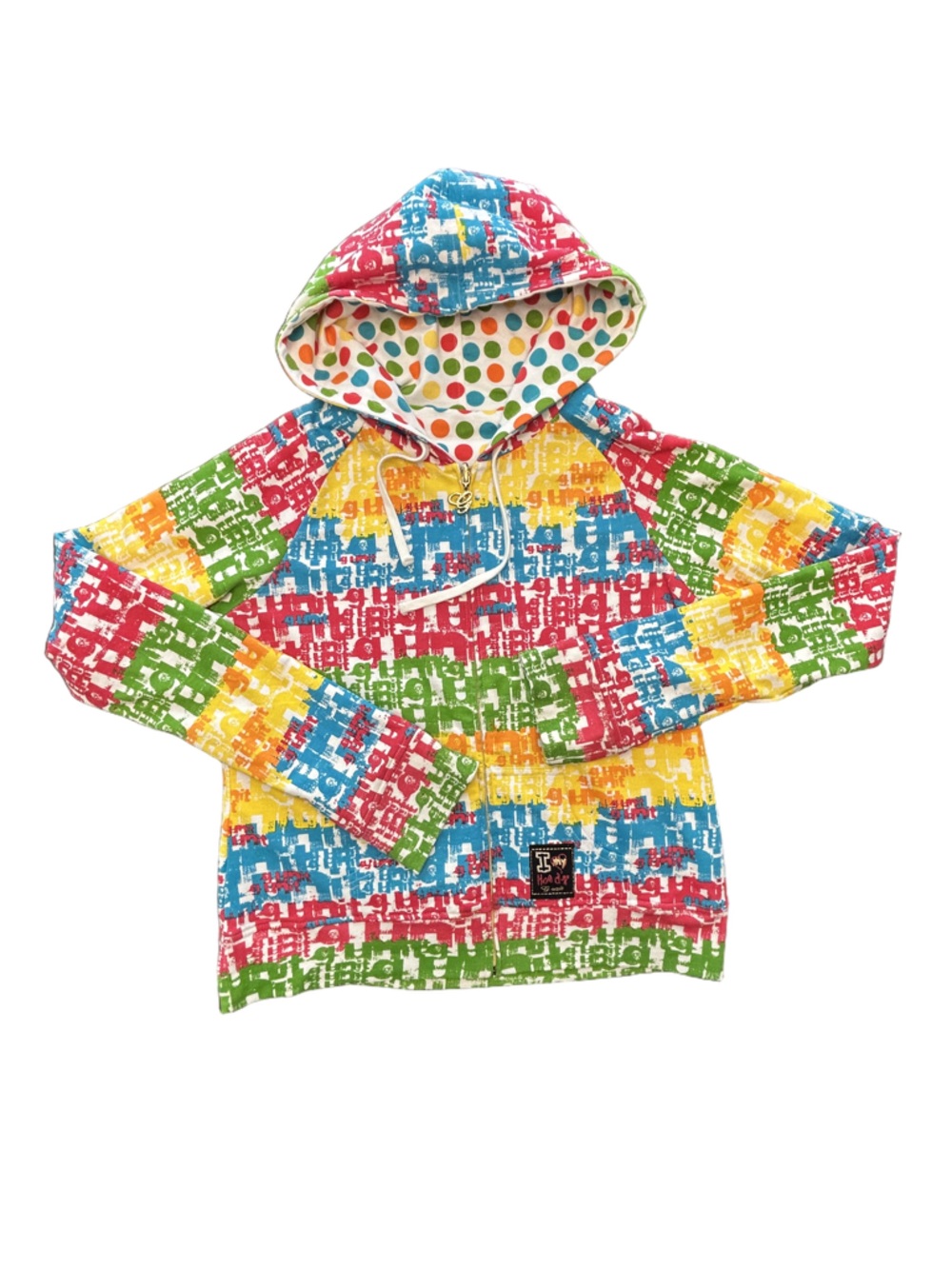 VTG Y2K G-Unit graffiti/polka dot reversible zip up hoodie urban streetwear XL